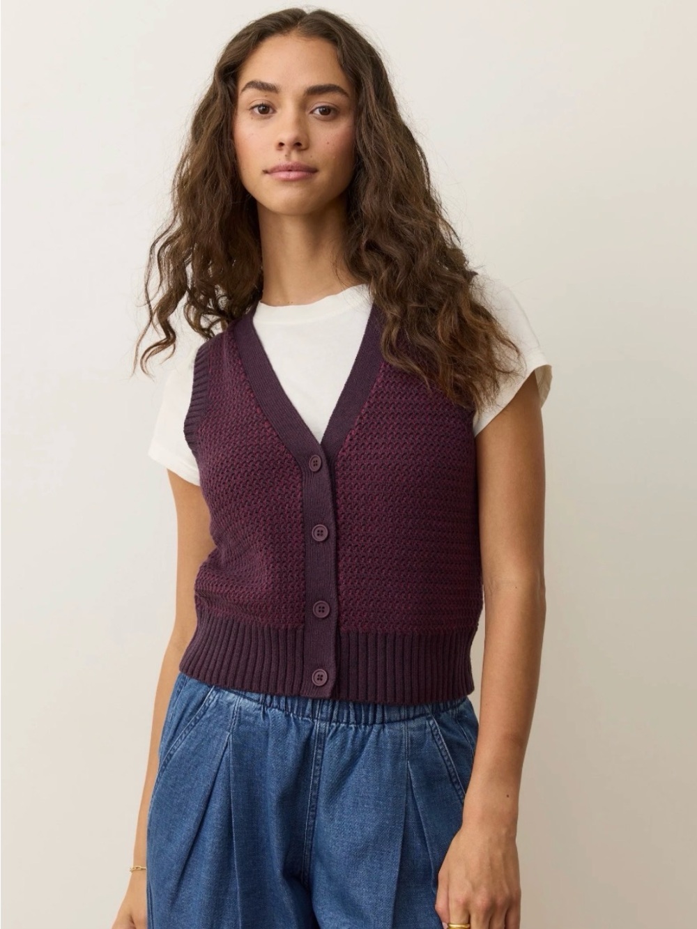 New Marine Layer “Robin” Textured Sweater Vest XL